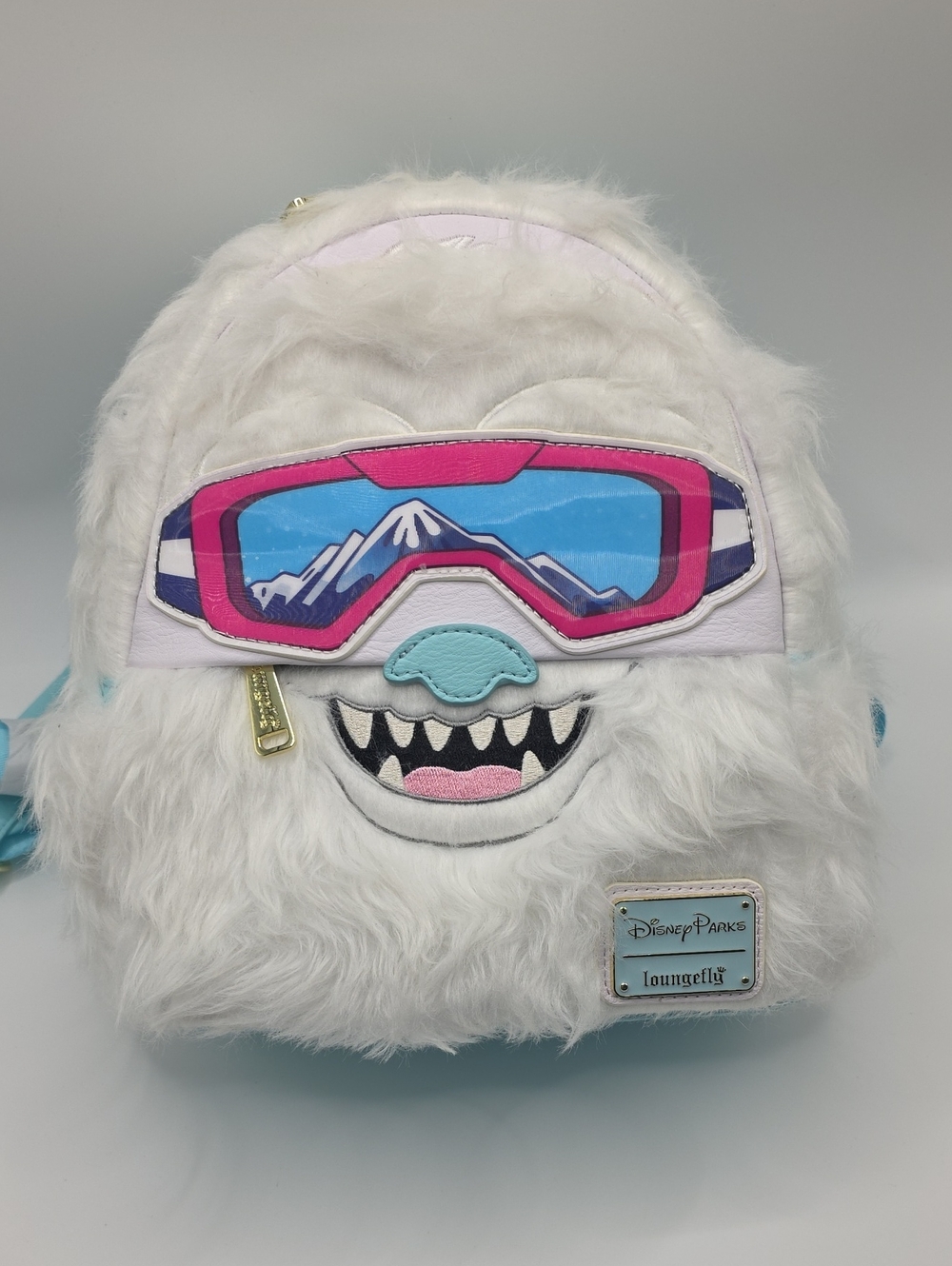 Disney Parks x Loungefly White Yeti Plush Backpack with Pink Goggles